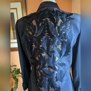 Vintage Bzar Women's Jacket Navy Blue Lightweight Slimming Blaze Size 8